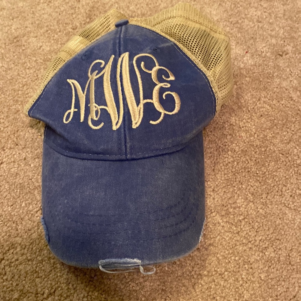 Never worn Trucker Hat Monogrammed with M-W-E